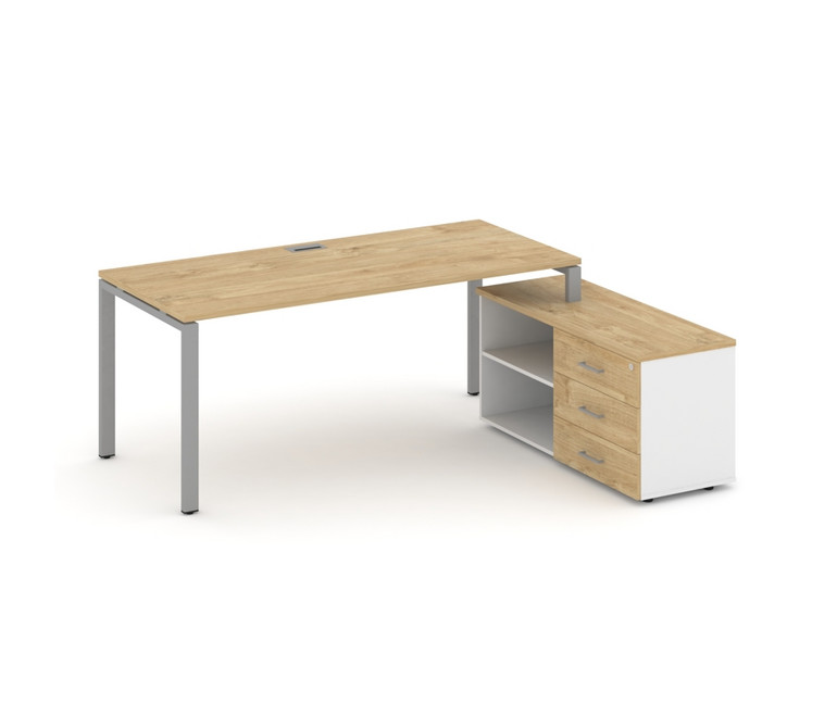 Style Project Direct Стол письменный с греденцией правой SN-6P.SRG-013.M(R) Тиквуд Светлый/Белый/Тик