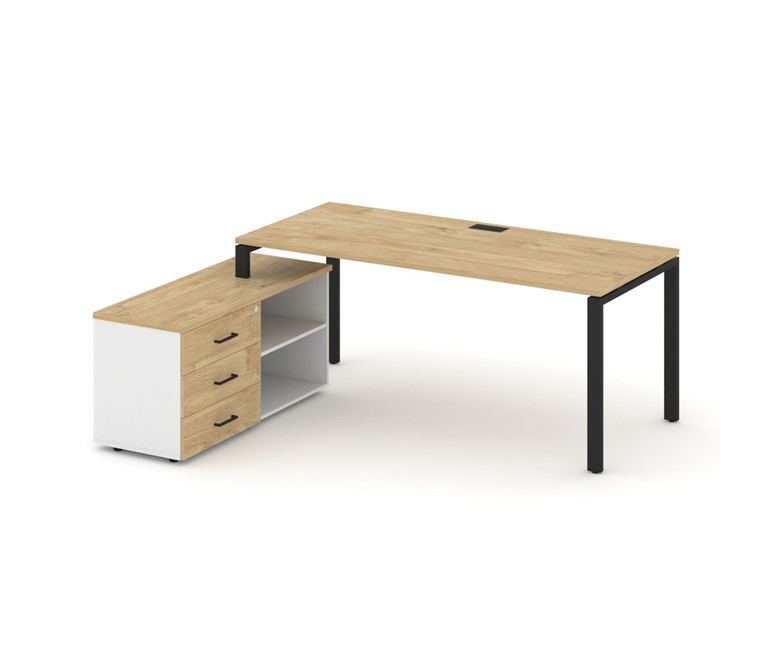 Style Project Direct Стол письменный с греденцией левой SN-6P.SRG-024.M(L) Тиквуд Светлый/Белый/Тикв