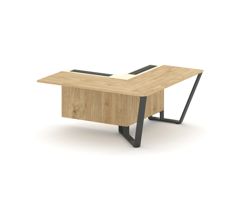 Steel Meet Завершающий угловой модуль правый KM-PR.B.SPZOU-16(R) Тиквуд Светлый/Ваниль Глянец/Металл