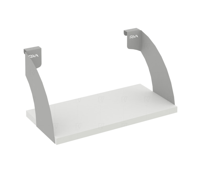 Навесные полки. Кронштейны+ЛДСП полка 400мм MAN-41-4 Белый бриллиант/Серый металл 400*220*200