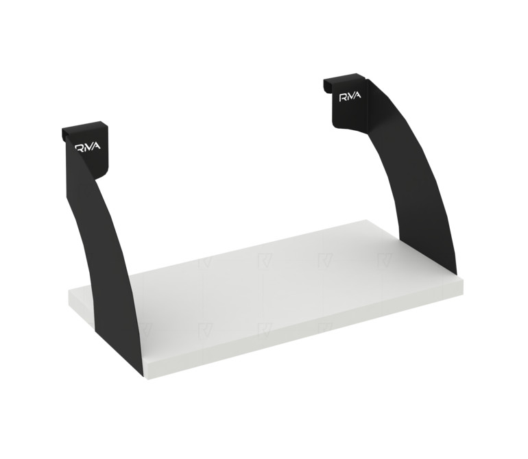 Навесные полки. Кронштейны+ЛДСП полка 400мм MAN-41-4 Белый бриллиант/Чёрный металл 400*220*200