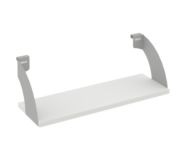 Навесные полки. Кронштейны+ЛДСП полка 600мм MAN-41-6 Белый бриллиант/Серый металл 600*220*200
