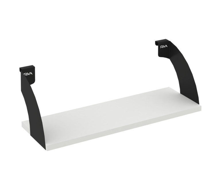 Навесные полки. Кронштейны+ЛДСП полка 600мм MAN-41-6 Белый бриллиант/Чёрный металл 600*220*200