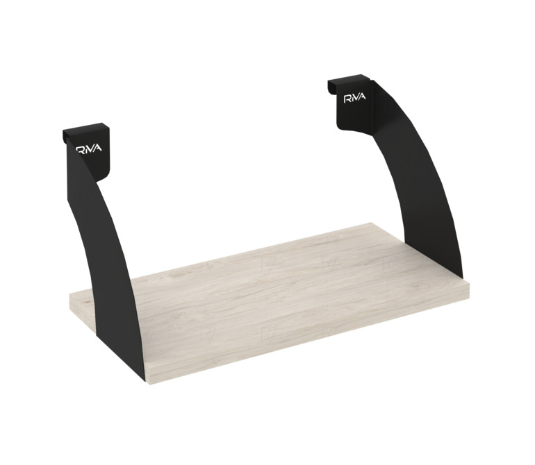 Навесные полки. Кронштейны+ЛДСП полка 400мм MAN-41-4 Денвер светлый/Чёрный металл 400*220*200