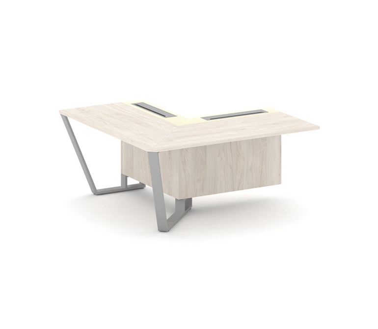 Steel Meet Завершающий угловой модуль левый KMK-PR.B.SPZOU-16(L) Денвер Светлый/Ваниль Глянец/Металл