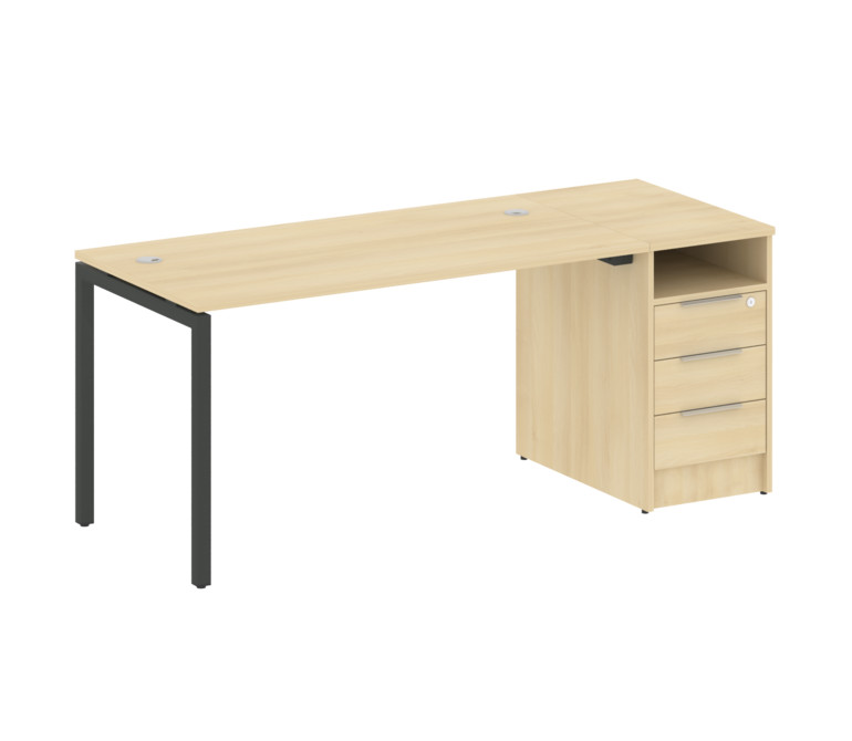 Metal System Quattro Рабочая станция с тумбой на П-образном м/к 40БП.РС-СТП-1.3 Акация Лорка/Металл