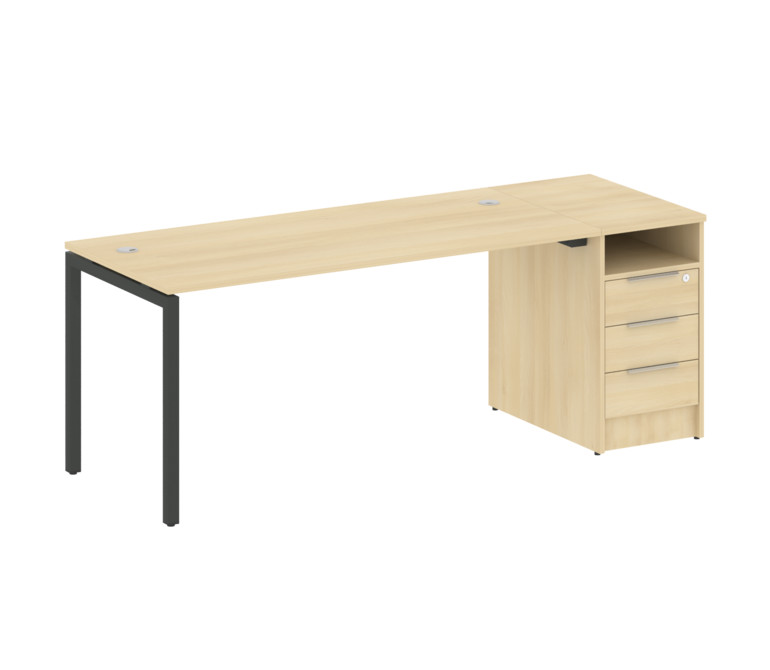 Metal System Quattro Рабочая станция с тумбой на П-образном м/к 40БП.РС-СТП-1.4 Акация Лорка/Металл