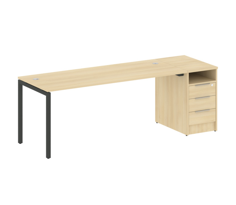 Metal System Quattro Рабочая станция с тумбой на П-образном м/к 40БП.РС-СТП-1.5 Акация Лорка/Металл