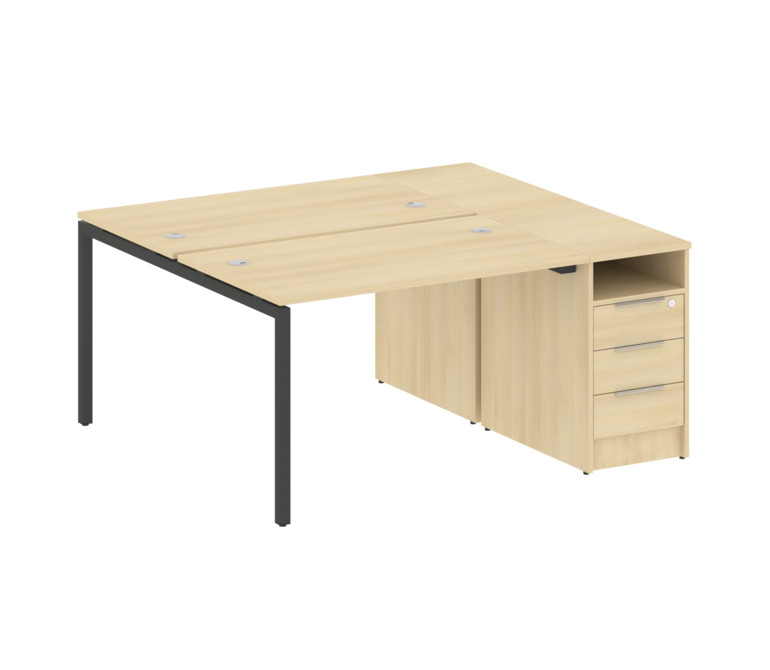 Metal System Quattro Рабочая станция с тумбой на П-образном м/к 40БП.РС-СТП-2.2 Акация Лорка/Металл