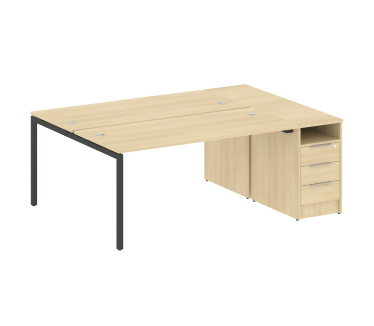 Metal System Quattro Рабочая станция с тумбой на П-образном м/к 40БП.РС-СТП-2.4 Акация Лорка/Металл