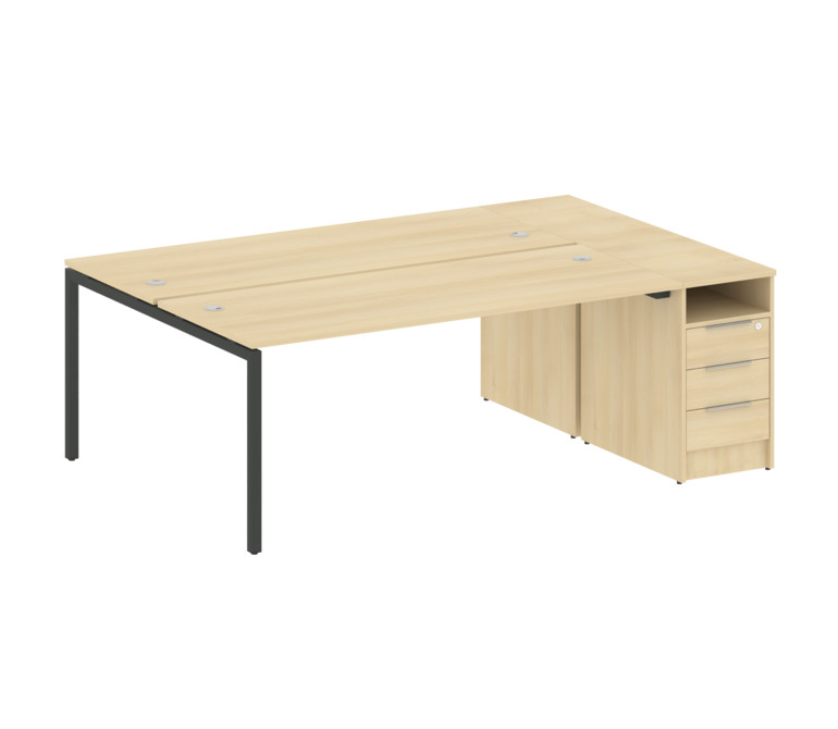 Metal System Quattro Рабочая станция с тумбой на П-образном м/к 40БП.РС-СТП-2.5 Акация Лорка/Металл