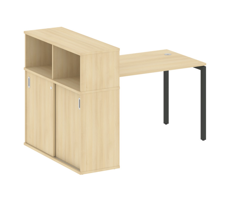 Metal System Quattro Стол письменный с шкафом-купе на П-образном м/к 40БП.РС-СШК-3.2 Т Акация Лорка/
