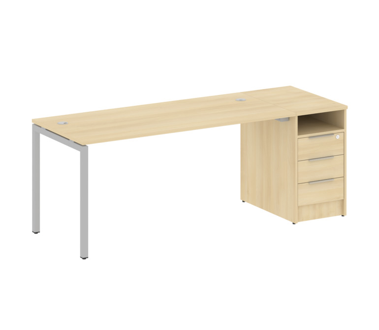 Metal System Quattro Рабочая станция с тумбой на П-образном м/к 40БП.РС-СТП-1.4 Акация Лорка/Металл