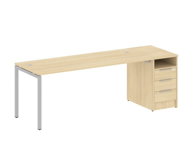 Metal System Quattro Рабочая станция с тумбой на П-образном м/к 40БП.РС-СТП-1.5 Акация Лорка/Металл