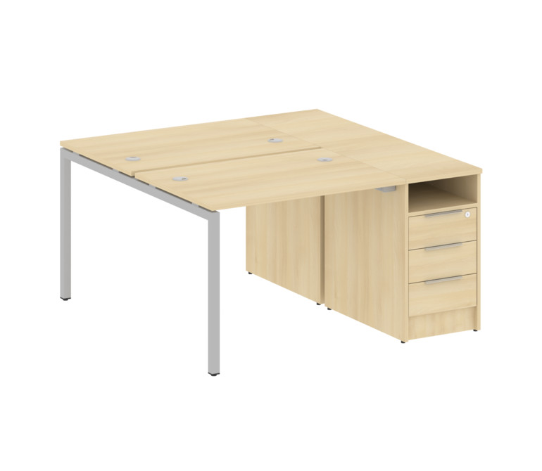Metal System Quattro Рабочая станция с тумбой на П-образном м/к 40БП.РС-СТП-2.1 Акация Лорка/Металл