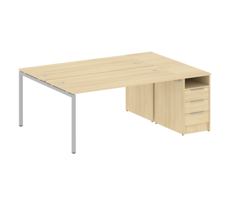 Metal System Quattro Рабочая станция с тумбой на П-образном м/к 40БП.РС-СТП-2.4 Акация Лорка/Металл