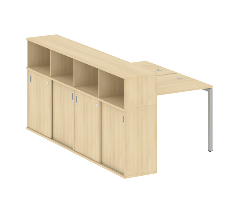Metal System Quattro Рабочая станция с шкафом-купе на П-образном м/к 40БП.РС-СШК-4.1 Т Акация Лорка/