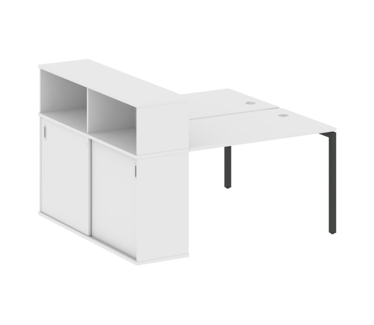 Metal System Quattro Рабочая станция с шкафом-купе на П-образном м/к 40БП.РС-СШК-2.2 Т Белый/Металл