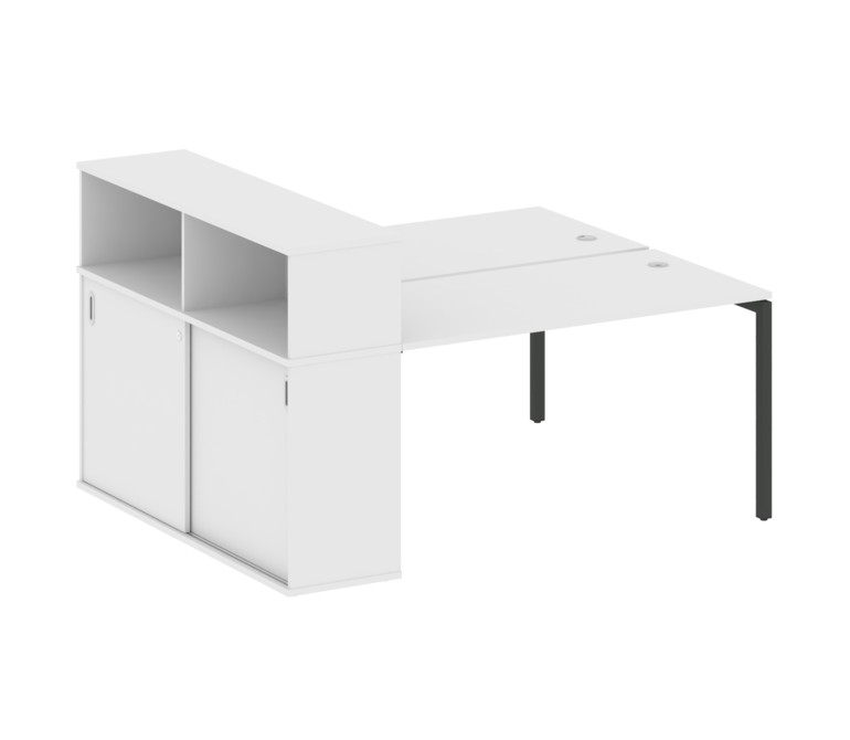 Metal System Quattro Рабочая станция с шкафом-купе на П-образном м/к 40БП.РС-СШК-2.3 Т Белый/Металл