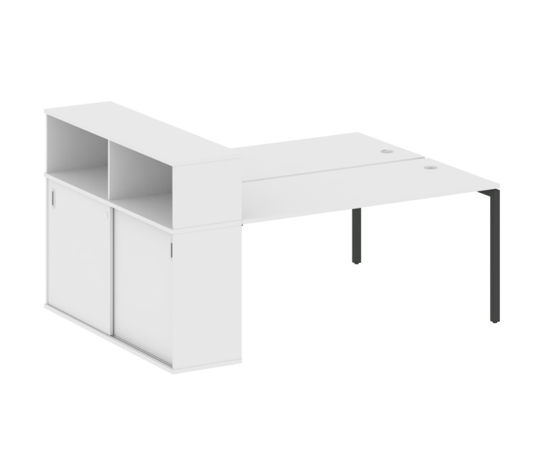 Metal System Quattro Рабочая станция с шкафом-купе на П-образном м/к 40БП.РС-СШК-2.4 Т Белый/Металл