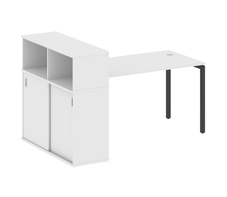 Metal System Quattro Стол письменный с шкафом-купе на П-образном м/к 40БП.РС-СШК-3.3 Т Белый/Металл