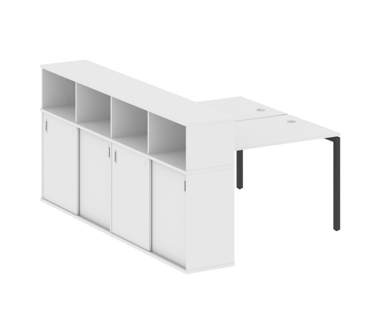 Metal System Quattro Рабочая станция с шкафом-купе на П-образном м/к 40БП.РС-СШК-4.2 Т Белый/Металл