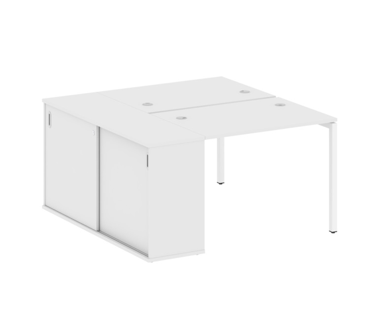 Metal System Quattro Рабочая станция с шкафом-купе на П-образном м/к 40БП.РС-СШК-1.1 Т Белый/Металл