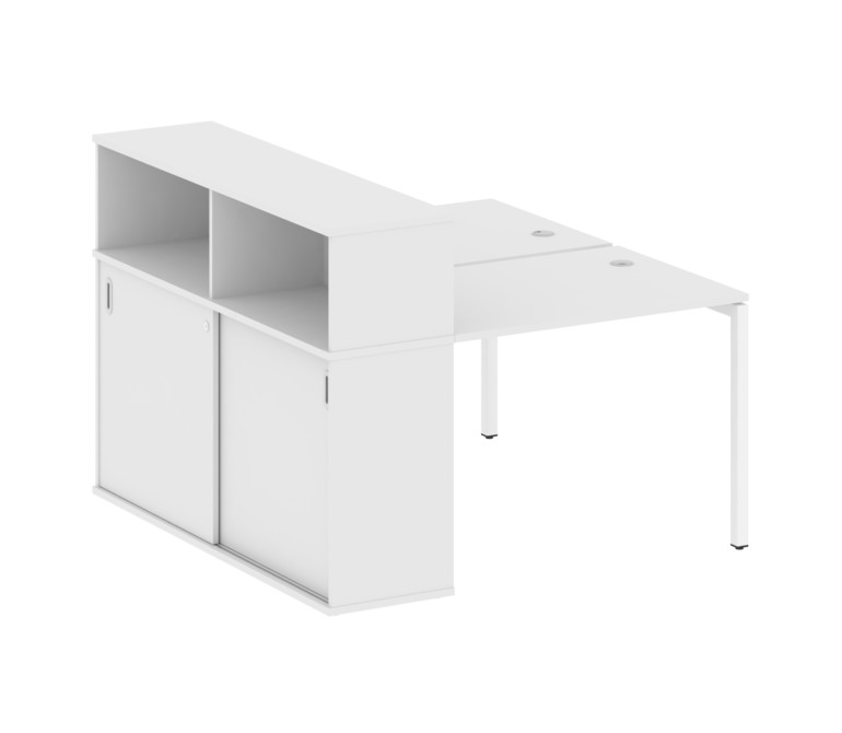 Metal System Quattro Рабочая станция с шкафом-купе на П-образном м/к 40БП.РС-СШК-2.1 Т Белый/Металл