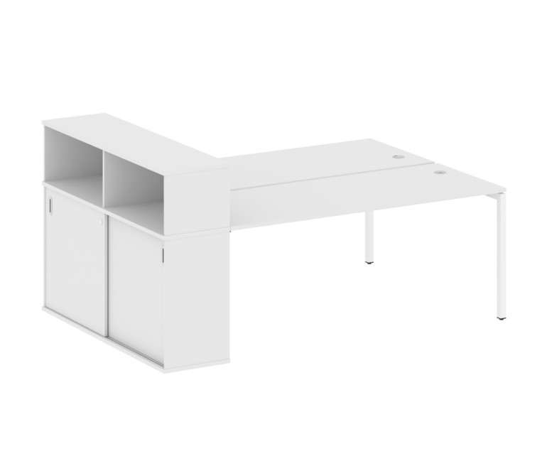 Metal System Quattro Рабочая станция с шкафом-купе на П-образном м/к 40БП.РС-СШК-2.5 Т Белый/Металл