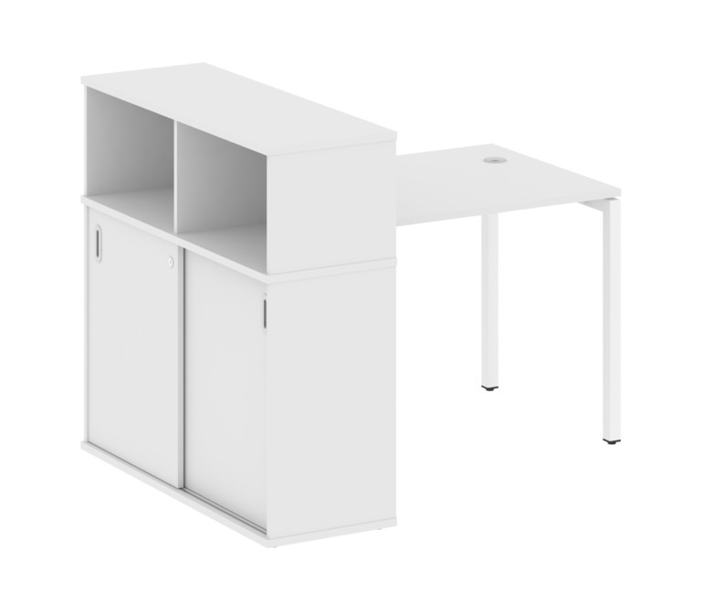 Metal System Quattro Стол письменный с шкафом-купе на П-образном м/к 40БП.РС-СШК-3.1 Т Белый/Металл