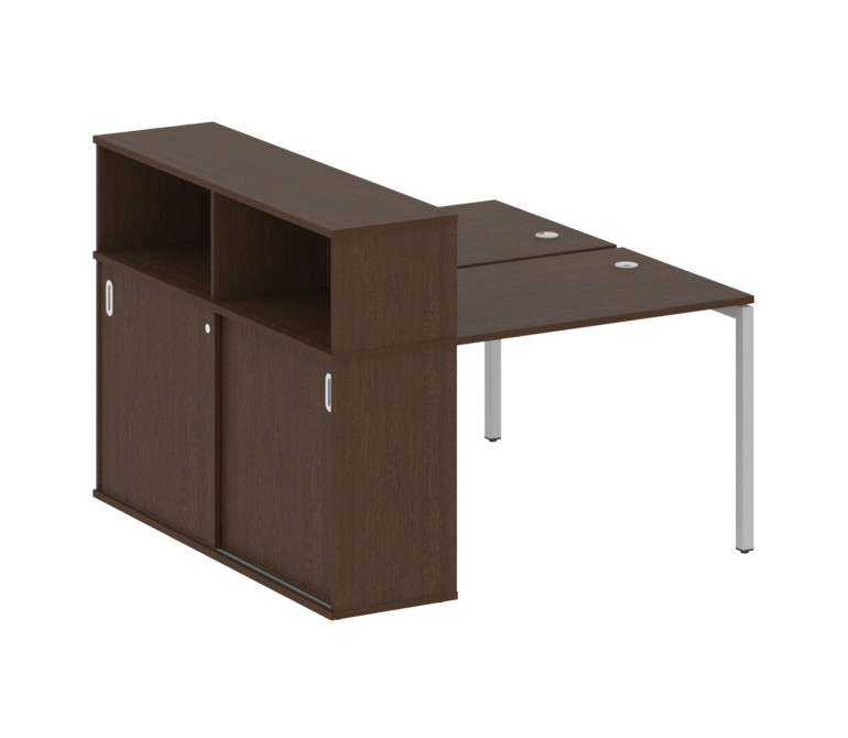 Metal System Quattro Рабочая станция с шкафом-купе на П-образном м/к 40БП.РС-СШК-2.1 Т Венге Цаво/Ме