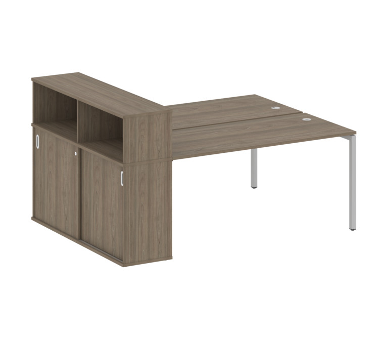 Metal System Quattro Рабочая станция с шкафом-купе на П-образном м/к 40БП.РС-СШК-2.4 Т Вяз Благородн