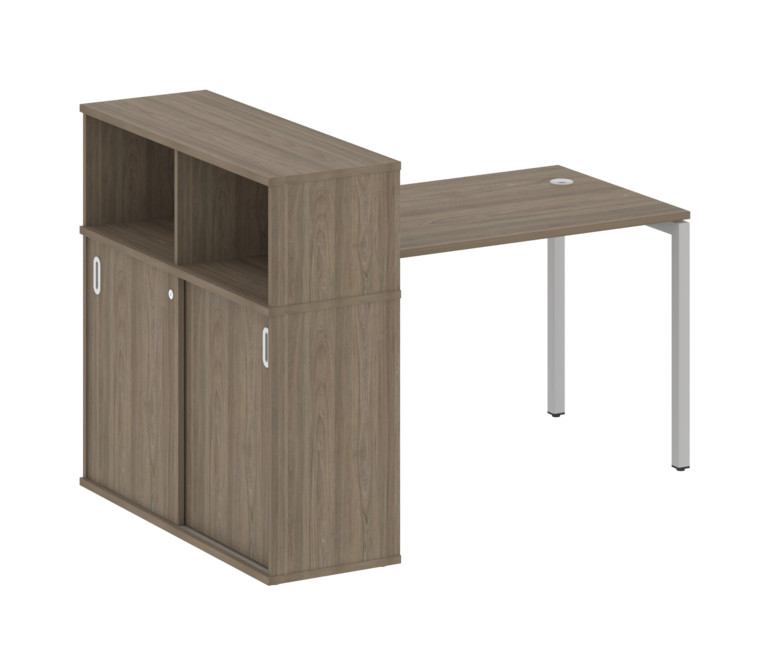 Metal System Quattro Стол письменный с шкафом-купе на П-образном м/к 40БП.РС-СШК-3.2 Т Вяз Благородн