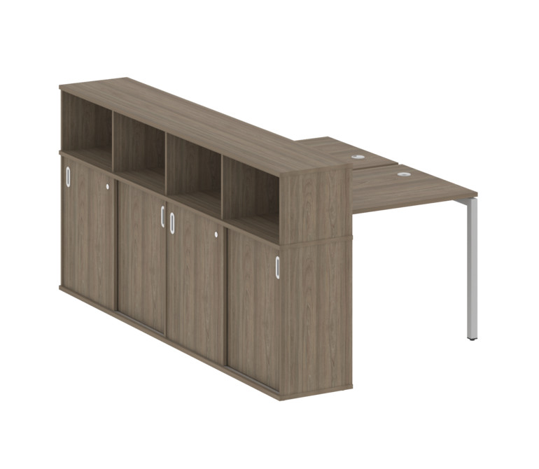 Metal System Quattro Рабочая станция с шкафом-купе на П-образном м/к 40БП.РС-СШК-4.1 Т Вяз Благородн