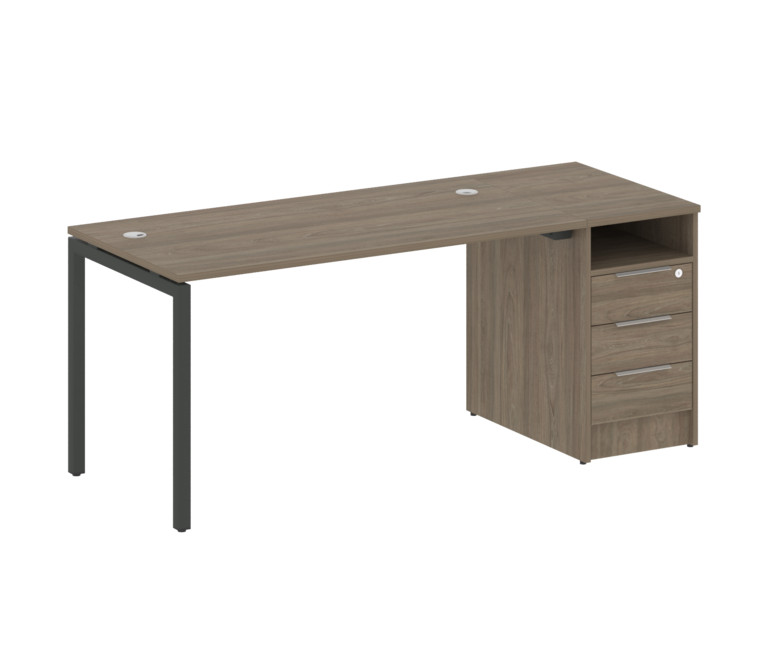 Metal System Quattro Рабочая станция с тумбой на П-образном м/к 40БП.РС-СТП-1.3 Вяз Благородный/Мета