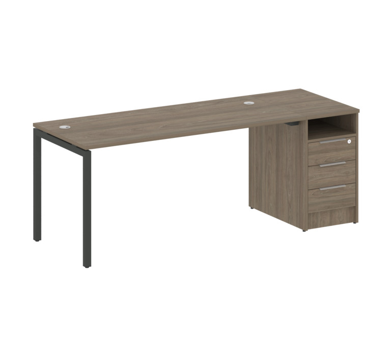 Metal System Quattro Рабочая станция с тумбой на П-образном м/к 40БП.РС-СТП-1.4 Вяз Благородный/Мета