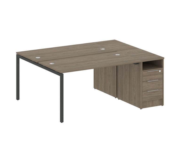 Metal System Quattro Рабочая станция с тумбой на П-образном м/к 40БП.РС-СТП-2.3 Вяз Благородный/Мета