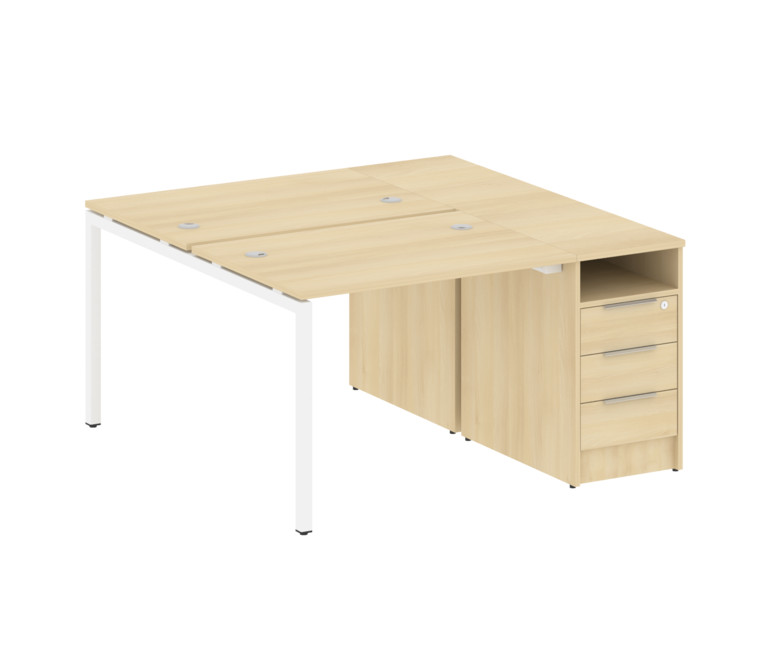 Metal System Quattro Рабочая станция с тумбой на П-образном м/к 40БП.РС-СТП-2.1 Акация Лорка/Металл