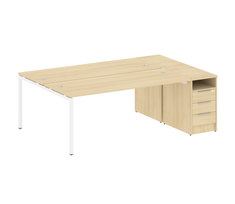 Metal System Quattro Рабочая станция с тумбой на П-образном м/к 40БП.РС-СТП-2.5 Акация Лорка/Металл