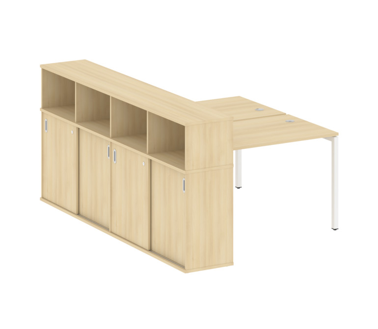 Metal System Quattro Рабочая станция с шкафом-купе на П-образном м/к 40БП.РС-СШК-4.2 Т Акация Лорка/