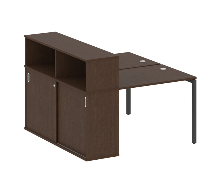 Metal System Quattro Рабочая станция с шкафом-купе на П-образном м/к 40БП.РС-СШК-2.1 Т Венге Цаво/Ме