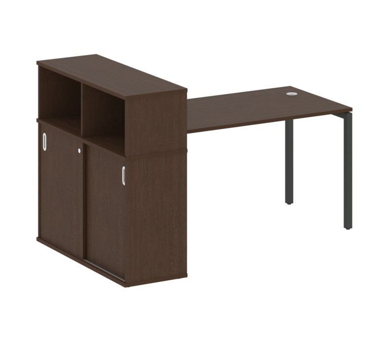 Metal System Quattro Стол письменный с шкафом-купе на П-образном м/к 40БП.РС-СШК-3.3 Т Венге Цаво/Ме
