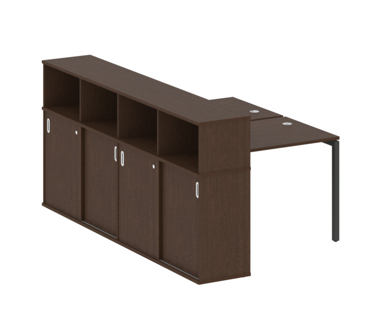 Metal System Quattro Рабочая станция с шкафом-купе на П-образном м/к 40БП.РС-СШК-4.1 Т Венге Цаво/Ме