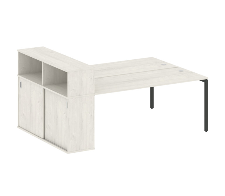 Metal System Quattro Рабочая станция с шкафом-купе на П-образном м/к 40БП.РС-СШК-2.5 Т Дуб Наварра/М