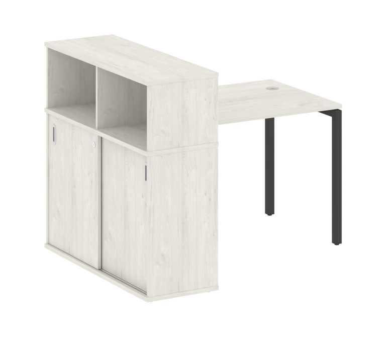 Metal System Quattro Стол письменный с шкафом-купе на П-образном м/к 40БП.РС-СШК-3.1 Т Дуб Наварра/М