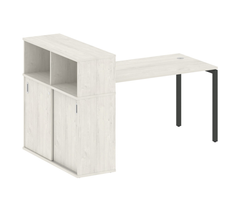 Metal System Quattro Стол письменный с шкафом-купе на П-образном м/к 40БП.РС-СШК-3.3 Т Дуб Наварра/М