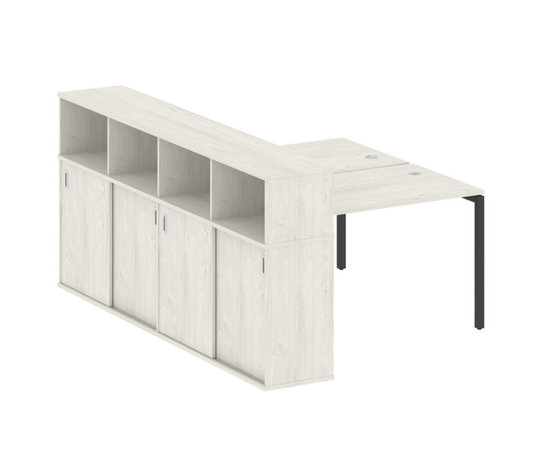 Metal System Quattro Рабочая станция с шкафом-купе на П-образном м/к 40БП.РС-СШК-4.2 Т Дуб Наварра/М