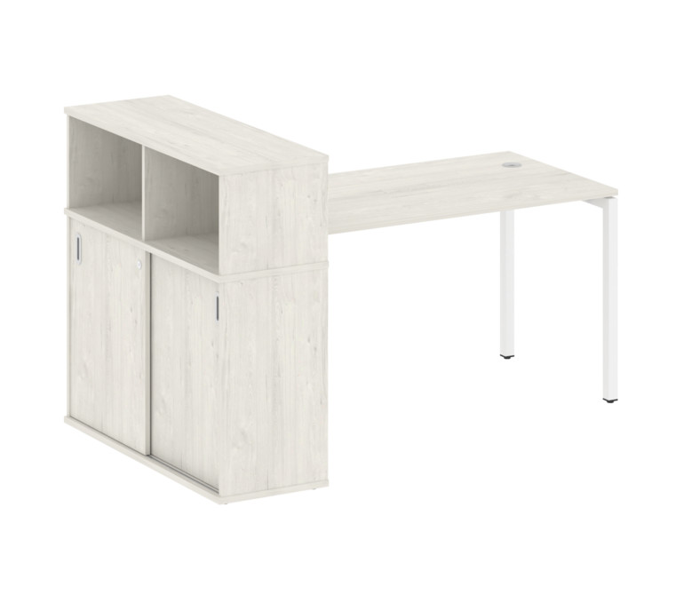 Metal System Quattro Стол письменный с шкафом-купе на П-образном м/к 40БП.РС-СШК-3.3 Т Дуб Наварра/М