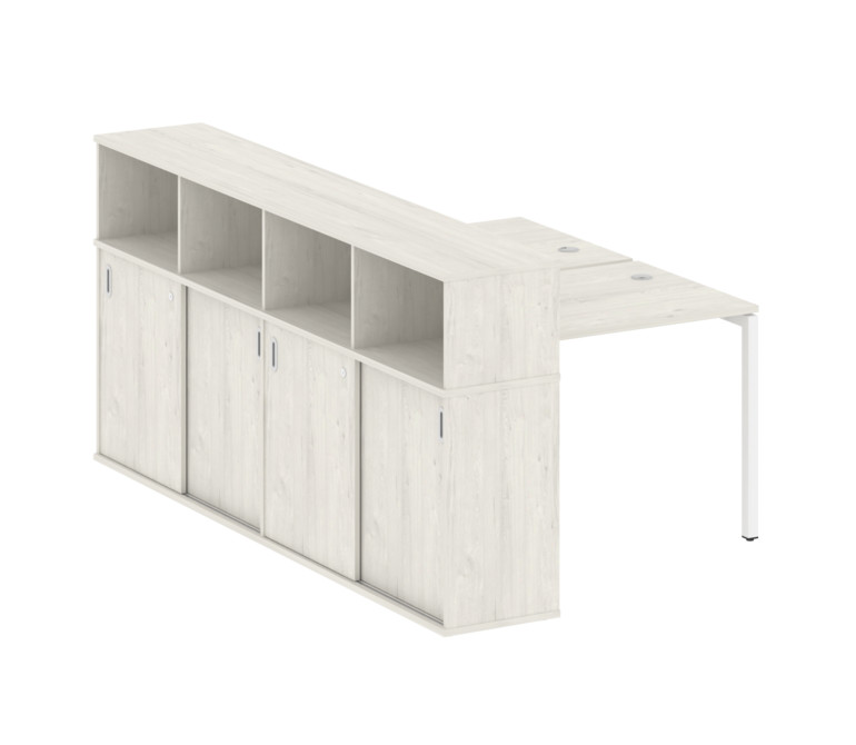 Metal System Quattro Рабочая станция с шкафом-купе на П-образном м/к 40БП.РС-СШК-4.1 Т Дуб Наварра/М