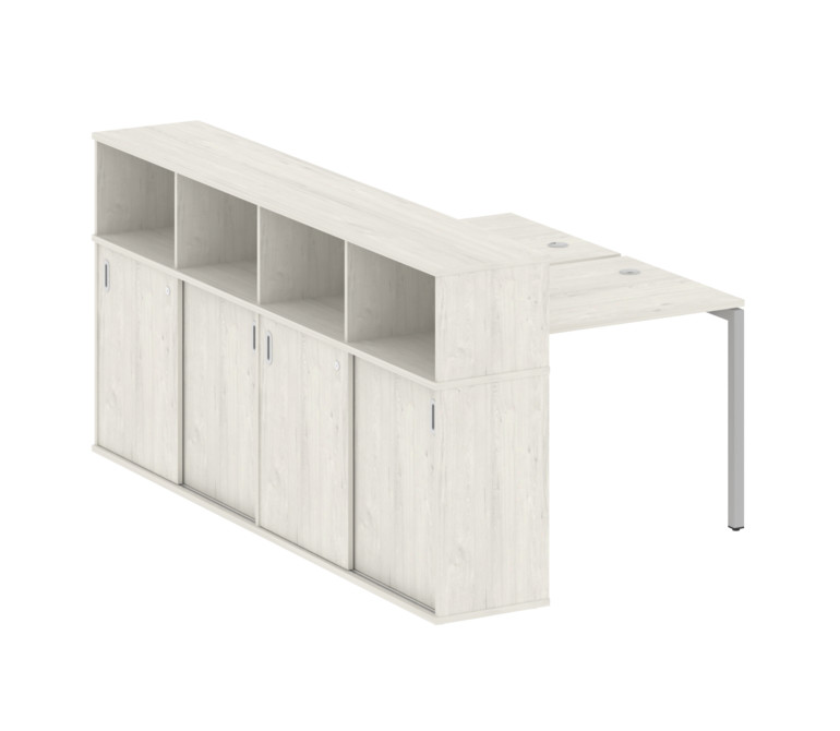 Metal System Quattro Рабочая станция с шкафом-купе на П-образном м/к 40БП.РС-СШК-4.1 Т Дуб Наварра/М